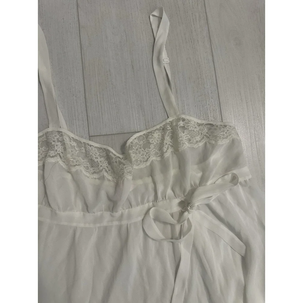 Vintage Victoria's Secret Babydoll Lingerie Sz‎ L  Ivory Sheer